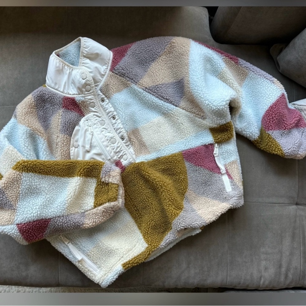 Free People Hit the Slopes Fleece Multicolor Printed Pullover S